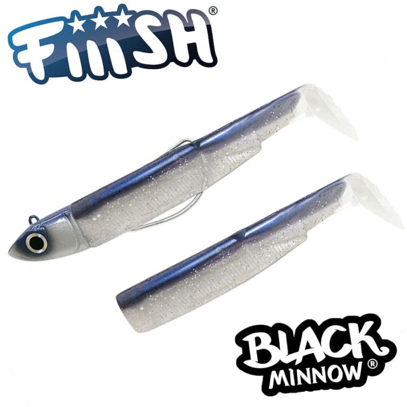 Fiiish Black Minnow No4 Combo: Jig Head 40g + 2 Lure Bodies 14cm - Electric Blue