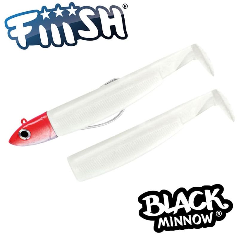 Fiiish Black Minnow No4 Combo: Jig Head 40g Red + 2 Lure Bodies 14cm - White