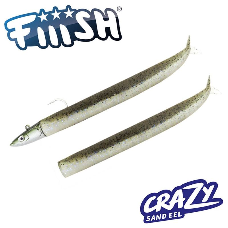 Fiiish Crazy Sand Eel No2 Combo: Jig Head 20g + 2 Lure Bodies 15cm - Electric Grey