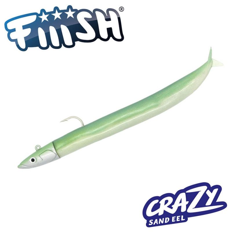 Fiiish Crazy sand eel No2 Combo: Jig Head 20g + 2 Lure Bodies 15cm - Pearl Green