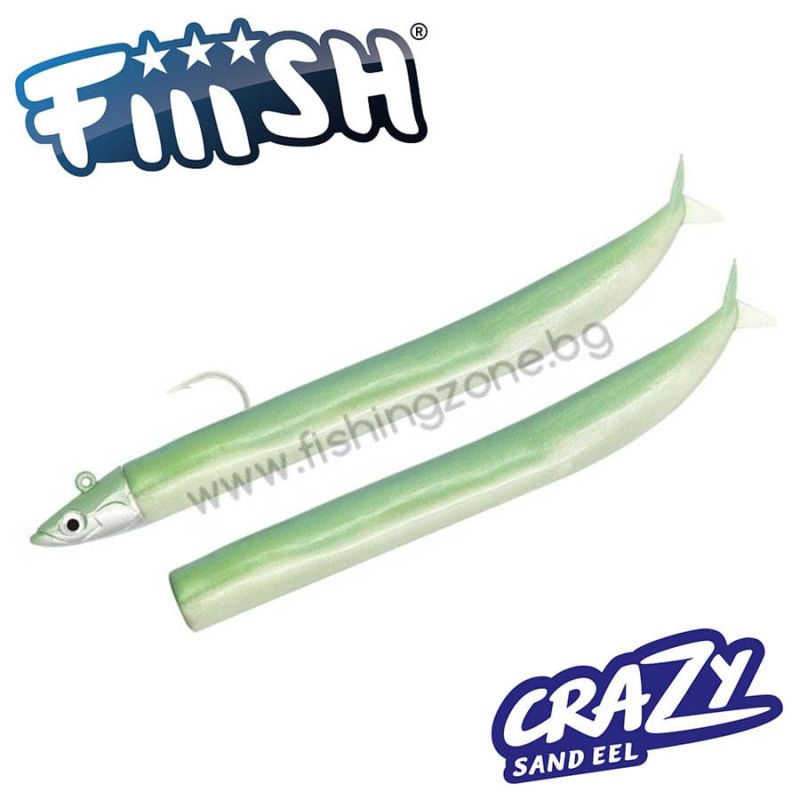 Fiiish Crazy sand eel No1 Combo: Jig Head 5g + 2 Lure Bodies 10cm - Pearl Green
