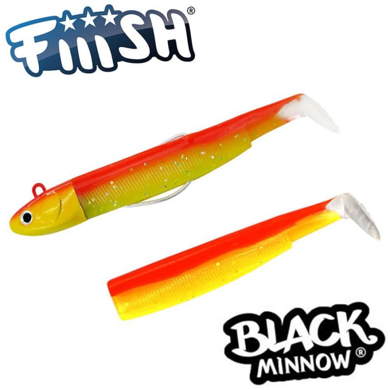 Fiiish Black Minnow No2 Combo: Jig Head 20g + 2 Lure Bodies 9cm - Mango Juice