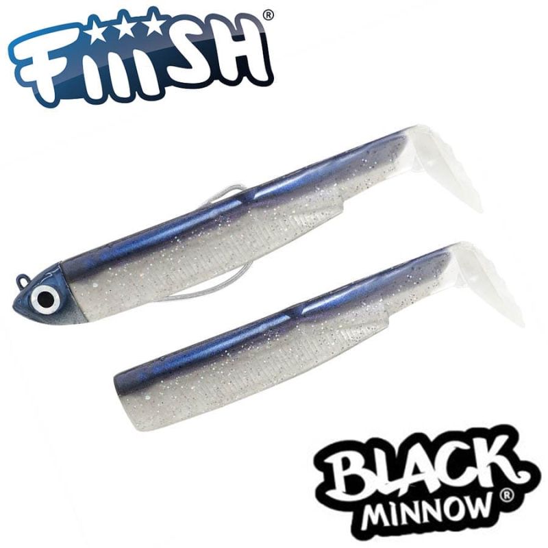 Fiiish Black Minnow No2 Combo: Jig Head 5g + 2 Lure Bodies 9cm - Electric Blue
