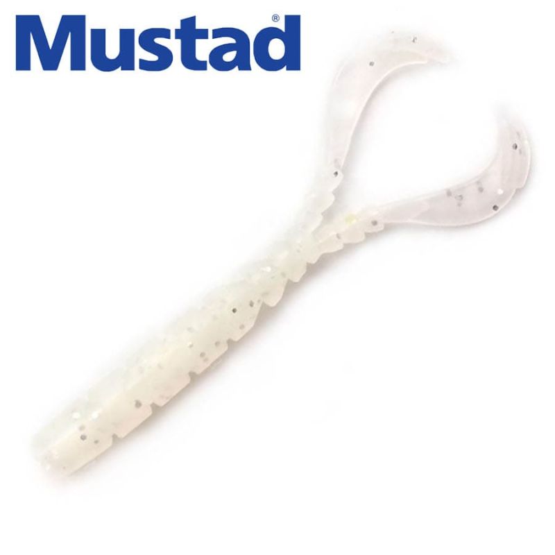 Mustad Aji Worm Chiki-Chiki 1.7inch 007 White Glow Glitter