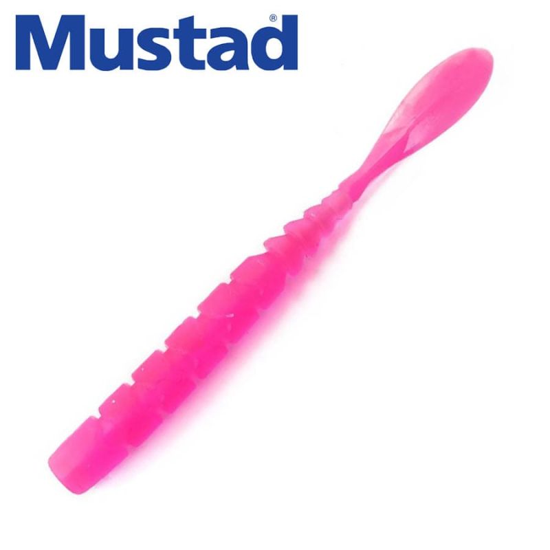 Mustad Aji Worm Fla-Fla 2inch 004 UV Clear Pink